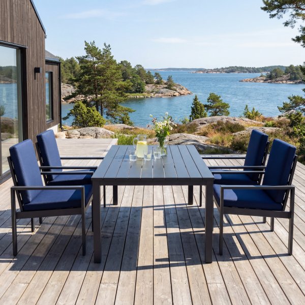 Premium ulkokalusteet alumiinista | P�yt� & 4 tuolia | Hamnviken