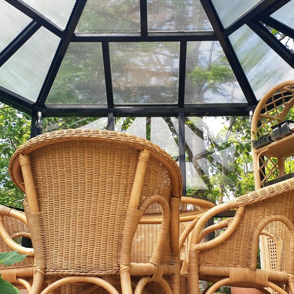 Oranssi/huvimaja 10 m | Kuusikulmainen kasvihuone | Turvalasi