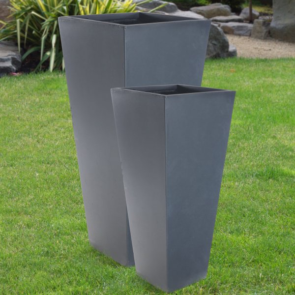 Korkea kuituvahvistettu ruukku ulkokäyttöön - Graniitti/musta Korkea kuituvahvistettu ruukku ulkokäyttöön - Graniitti/musta