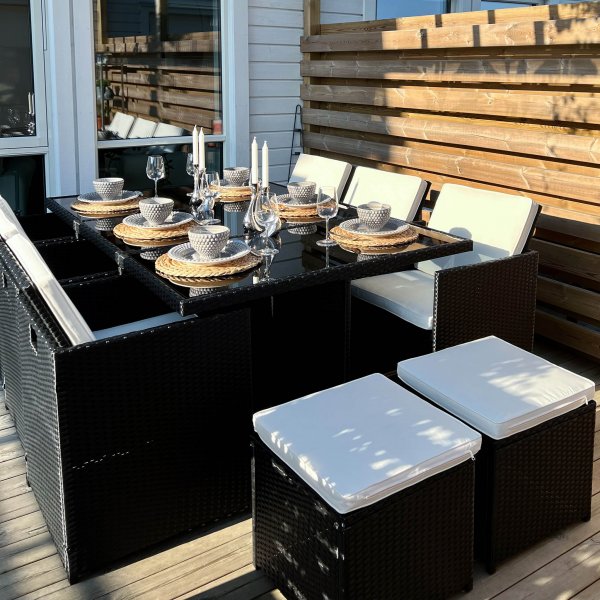 Ruokailuryhm ulkokalusteet | 10 paikkaa | Keinotekoinen rottinki | Lyfco Skrhamn