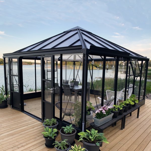 Oranssi ja viherhuone 19,2m² | Neliönmuotoinen premium-kasvihuone Oranssi ja viherhuone 19,2m² | Neliönmuotoinen premium-kasvihuone