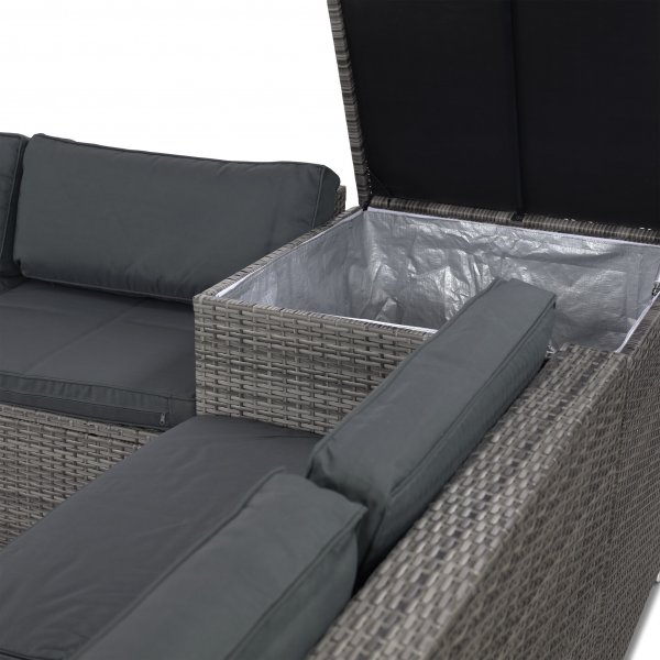 Suuri lounge-ryhmä | Kolme älykästä säilytystilaa | Harmaa synteettinen rottinki Suuri lounge-ryhmä | Kolme älykästä säilytystilaa | Harmaa synteettinen rottinki