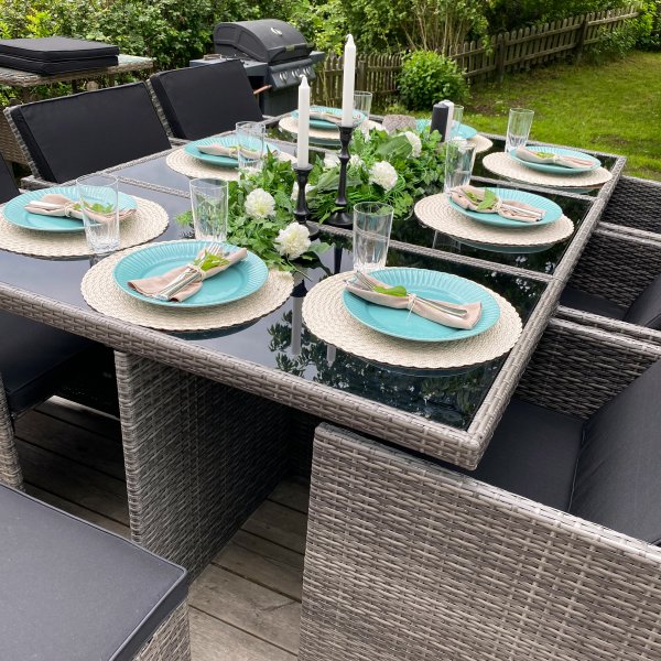 Ruokailuryhmä ulkokalusteet | 10 paikkaa | Harmaa tekopilli | Skärhamn Ruokailuryhmä ulkokalusteet | 10 paikkaa | Harmaa tekopilli | Skärhamn