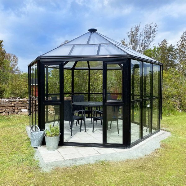 Oranssi/huvimaja 10 m | Kuusikulmainen kasvihuone | Turvalasi