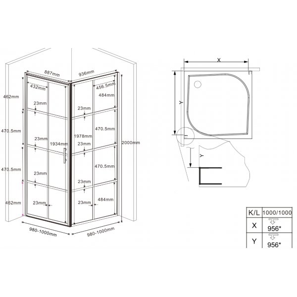 Suihkunurkkaus mustilla profiileilla | 6mm turvalasi