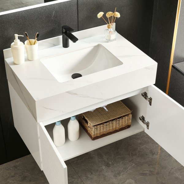 Kylpyhuonepaketti | Kestävä sintrattu kivi | LED peili | Cirrus Valkoinen Kylpyhuonepaketti | Kestävä sintrattu kivi | LED peili | Cirrus Valkoinen