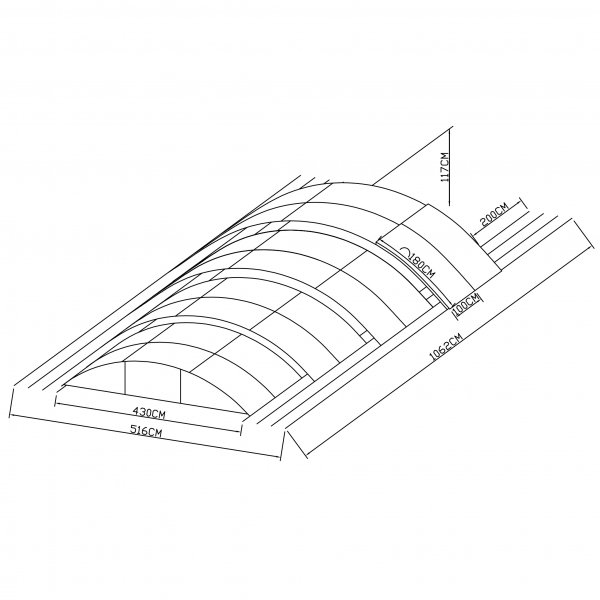 Altaan katto 4x8m sivuovella | Kiinteä polykarbonaatti 4mm | Musta Altaan katto 4x8m sivuovella | Kiinteä polykarbonaatti 4mm | Musta