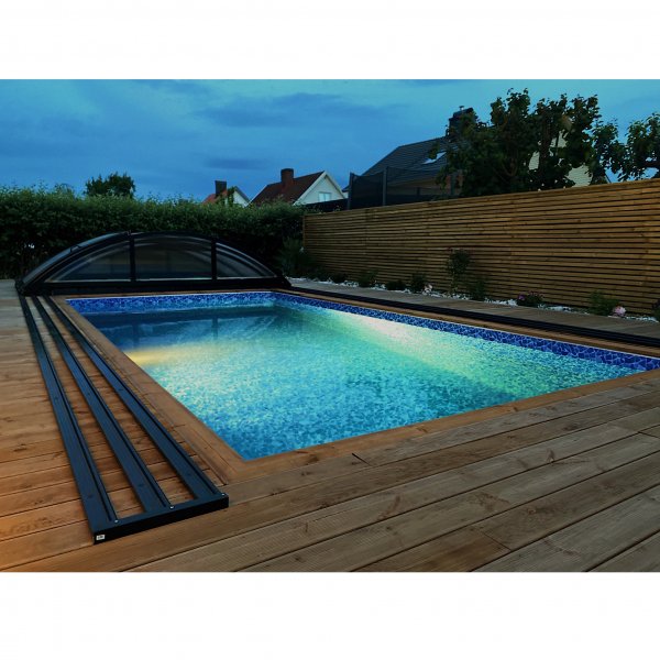 Uima-altaan katto 3x6m sivuovella | Kiinteä polykarbonaatti 4mm | Musta Uima-altaan katto 3x6m sivuovella | Kiinteä polykarbonaatti 4mm | Musta