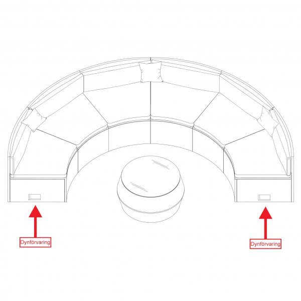 Suuri pyre lounge-ryhm | Sisnrakennettu tyynyn silytystila | 6 paikkaa