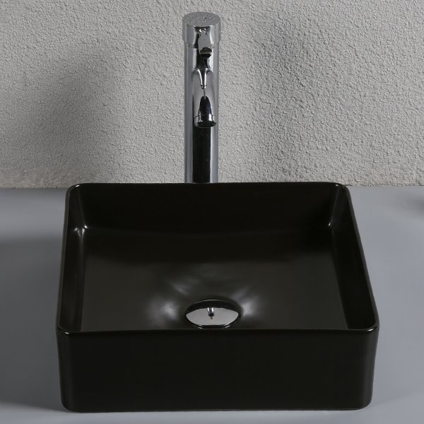 Neli�n muotoinen pesuallas 37cm | P��llekk�in | Mattamusta pinta