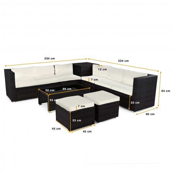 Lounge ryhm� | Kaksinkertainen sis��nrakennettu s�ilytystila | Musta synteettinen rottinki | Djursvik