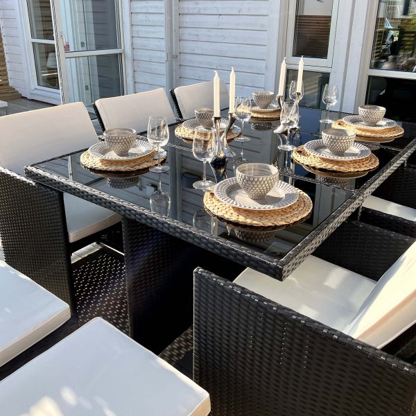 Ruokailuryhm ulkokalusteet | 10 paikkaa | Keinotekoinen rottinki | Lyfco Skrhamn