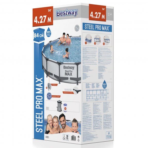 Bestway-allas maanpinnan yläpuolella Ø4,3m - 84cm syvä | Steel Pro MAX (56595) Bestway-allas maanpinnan yläpuolella Ø4,3m - 84cm syvä | Steel Pro MAX (56595)
