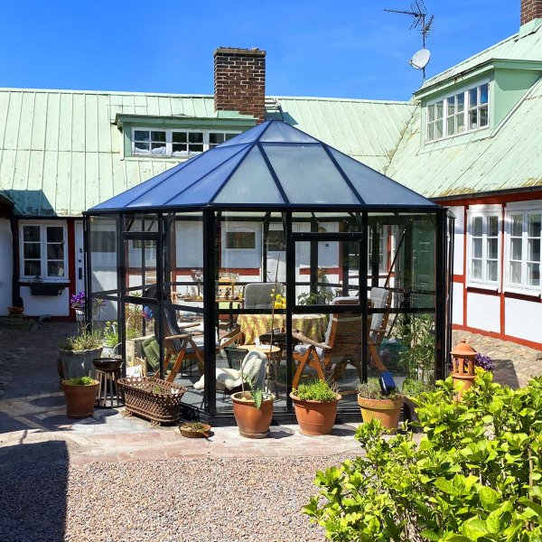 Orangery ja huvimaja 12,6m | Kuusikulmainen kasvihuone | 4mm turvalasi