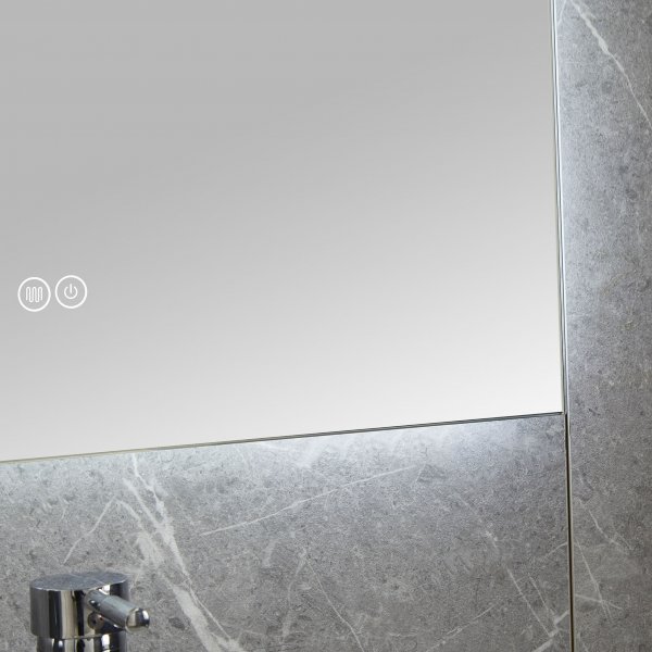Kylpyhuoneen peili | LED-valaistus | Huurtumisenesto ja kosketusohjaus | Suorakulmainen