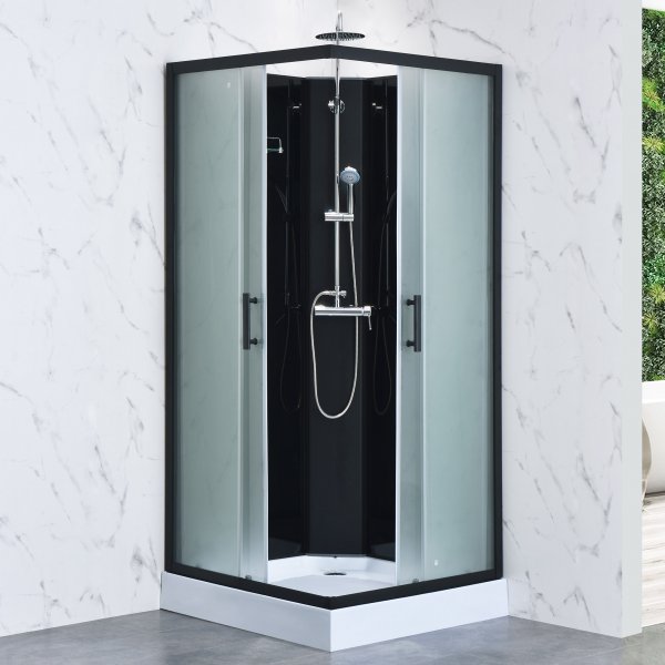 Täydellinen suihkukaappi sadesuihkulla | Musta Täydellinen suihkukaappi sadesuihkulla | Musta
