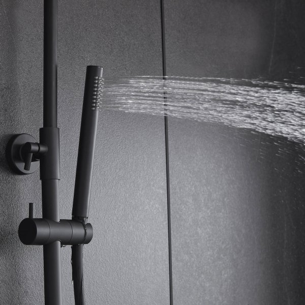 Täydellinen yläsuihkusarja käsisuihkulla pyöristetyllä muotoilulla | Musta Täydellinen yläsuihkusarja käsisuihkulla pyöristetyllä muotoilulla | Musta
