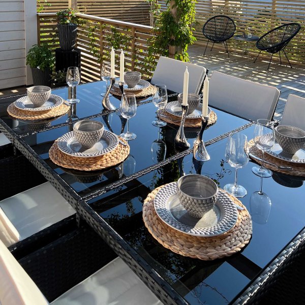 Ruokailuryhm ulkokalusteet | 10 paikkaa | Keinotekoinen rottinki | Lyfco Skrhamn