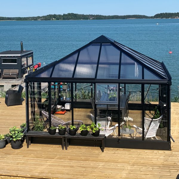 Oranssi ja viherhuone 19,2m² | Neliönmuotoinen premium-kasvihuone Oranssi ja viherhuone 19,2m² | Neliönmuotoinen premium-kasvihuone