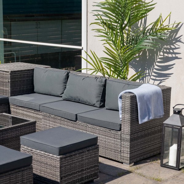 Eksklusiivinen loungeryhm | Sisnrakennettu varastointi | Harmaa synteettinen rottinki | Djursvik