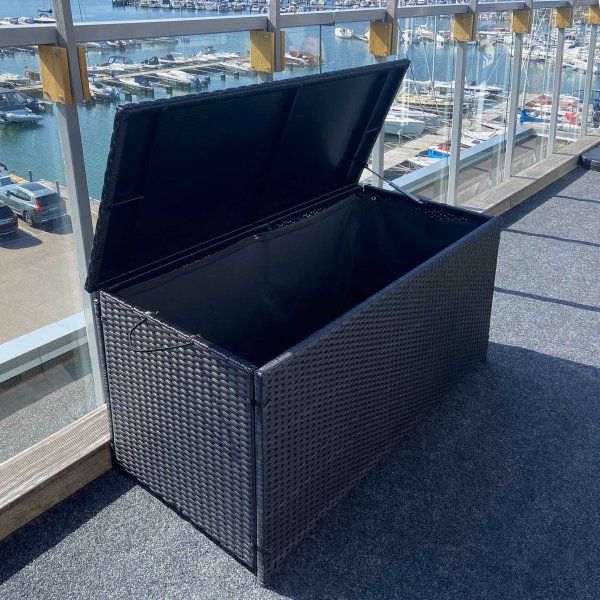 Keinotekoisesta rottinkista valmistettu tyynylaatikko ulkokalusteisiin | Musta Keinotekoisesta rottinkista valmistettu tyynylaatikko ulkokalusteisiin | Musta