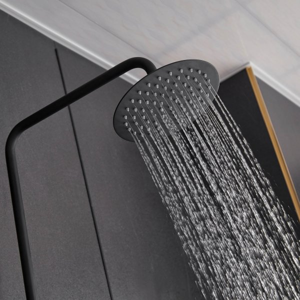 Täydellinen yläsuihkusarja käsisuihkulla pyöristetyllä muotoilulla | Musta Täydellinen yläsuihkusarja käsisuihkulla pyöristetyllä muotoilulla | Musta