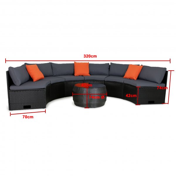 Suuri pyre lounge-ryhm | Sisnrakennettu tyynyn silytystila | 6 paikkaa