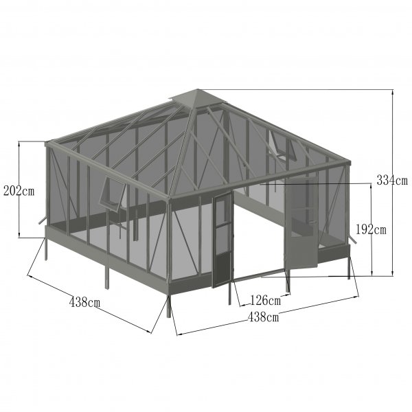 Oranssi ja viherhuone 19,2m² | Neliönmuotoinen premium-kasvihuone Oranssi ja viherhuone 19,2m² | Neliönmuotoinen premium-kasvihuone