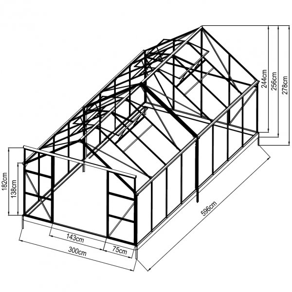Kasvihuone 18m Premium | Erittin korkea viljelykorkeus | 6mm kanava muovia