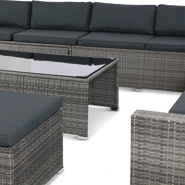 Suuri lounge-ryhmä | Kolme älykästä säilytystilaa | Harmaa synteettinen rottinki Suuri lounge-ryhmä | Kolme älykästä säilytystilaa | Harmaa synteettinen rottinki