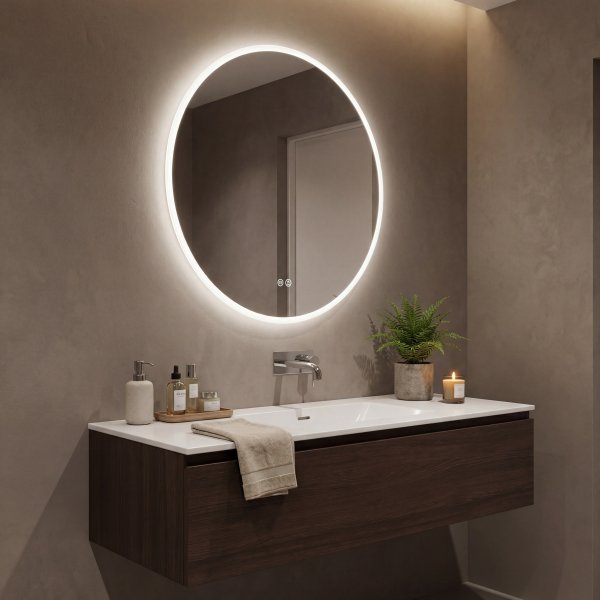 Py�re� kylpyhuonepeili 60cm | LED-valo ja huurtumisenesto