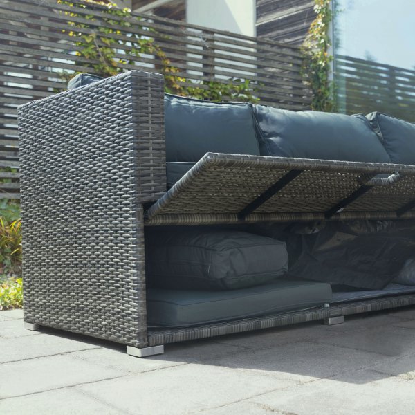 Suuri lounge-ryhmä | Kolme älykästä säilytystilaa | Harmaa synteettinen rottinki Suuri lounge-ryhmä | Kolme älykästä säilytystilaa | Harmaa synteettinen rottinki