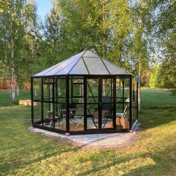 Orangery ja huvimaja 12,6m | Kuusikulmainen kasvihuone | 4mm turvalasi