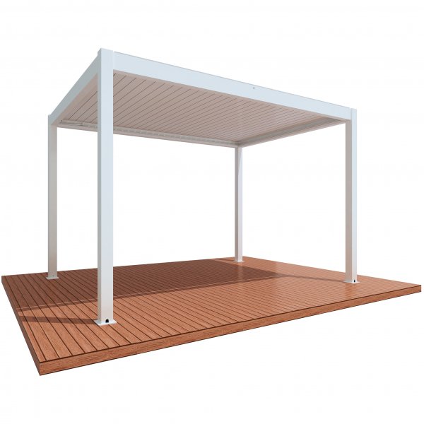 Pergola Premium 4x3m | Moottorikäyttöinen säleikön katto | Valkoinen Pergola Premium 4x3m | Moottorikäyttöinen säleikön katto | Valkoinen
