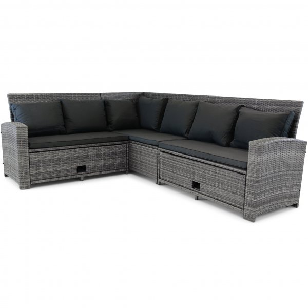 Sohvaryhmä ulkokalusteet | Sisäänrakennettu varastointi | Harmaa synteettinen rottinki | Sannäs Sohvaryhmä ulkokalusteet | Sisäänrakennettu varastointi | Harmaa synteettinen rottinki | Sannäs