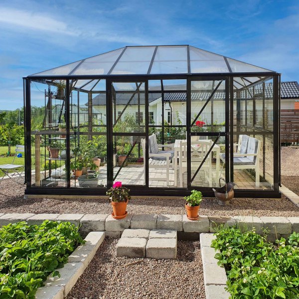 Huvimaja 13m² | Suuri premium-kasvihuone | 5 vuoden myrskytakuu Huvimaja 13m² | Suuri premium-kasvihuone | 5 vuoden myrskytakuu