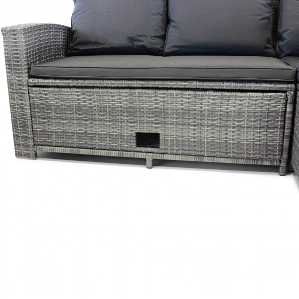 Sohvaryhmä ulkokalusteet | Sisäänrakennettu varastointi | Harmaa synteettinen rottinki | Sannäs Sohvaryhmä ulkokalusteet | Sisäänrakennettu varastointi | Harmaa synteettinen rottinki | Sannäs