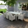 Ulkokalusteet valkoista keinorottinkia | Ruokailuryhm 8 tuolia | Lyfco Lysekil
