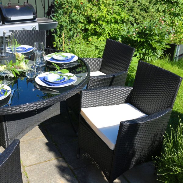 Py�re� ruokailuryhm� ulkokalusteet | 6 tuolia | Tyynyt mukana | Lyfco Tyl�sand