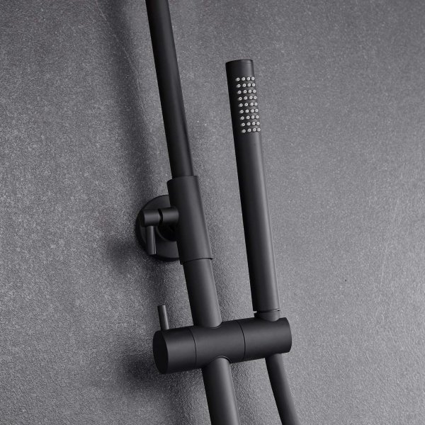 Täydellinen yläsuihkusarja käsisuihkulla pyöristetyllä muotoilulla | Musta Täydellinen yläsuihkusarja käsisuihkulla pyöristetyllä muotoilulla | Musta