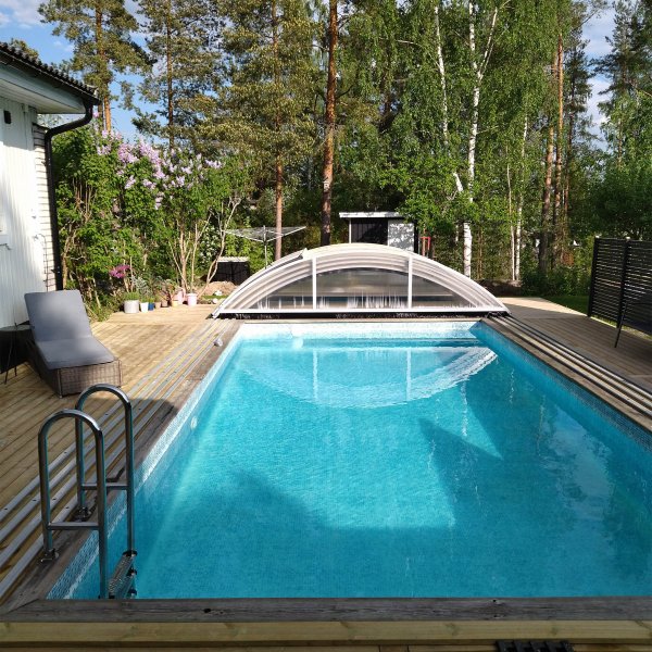 Altaan katto 4x8m sivuovella | Liukuva - Alumiini Altaan katto 4x8m sivuovella | Liukuva - Alumiini