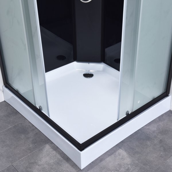 Täydellinen suihkukaappi sadesuihkulla | Musta Täydellinen suihkukaappi sadesuihkulla | Musta