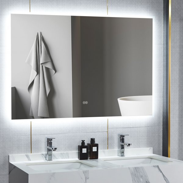 Suuri peili LED-valolla ja huurtumisenestotoiminnolla